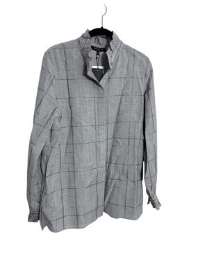 LAFAYETTE 148 New York Wool Blend Windowpane Blouse Size M NWT
